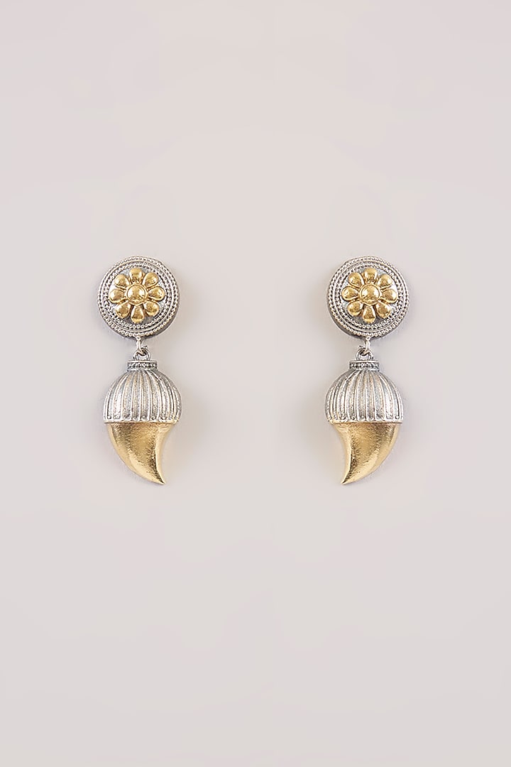 Gold Finish Pearl & Zircon Stud Earrings by Aura Trends at Pernia's Pop Up Shop