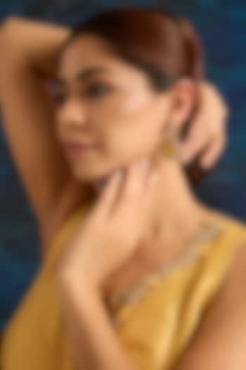 Gold Finish Green Kundan Polki Dangler Earrings by Auraa Trends at Pernia's Pop Up Shop