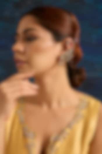 Gold Finish Kundan Polki & Pearl Drop Ear Cuff Earrings by Auraa Trends at Pernia's Pop Up Shop