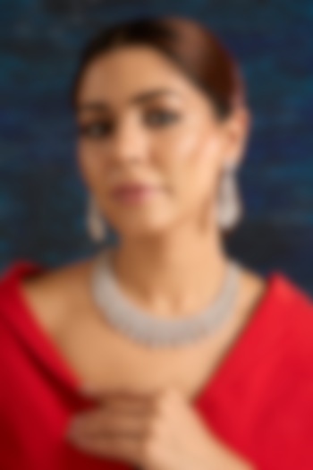 White Finish Zircon Necklace Set by Auraa Trends at Pernia's Pop Up Shop