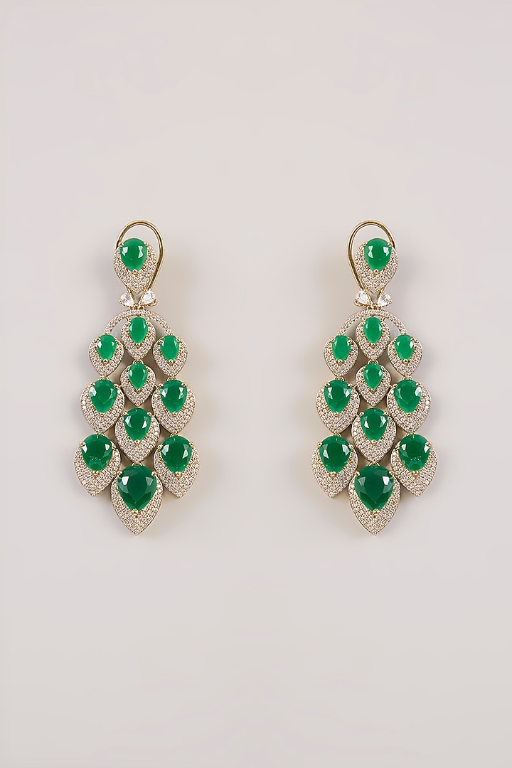 Gold Finish Emerald Synthetic Stone Necklace Set by Aura Trends at Pernia's Pop Up Shop