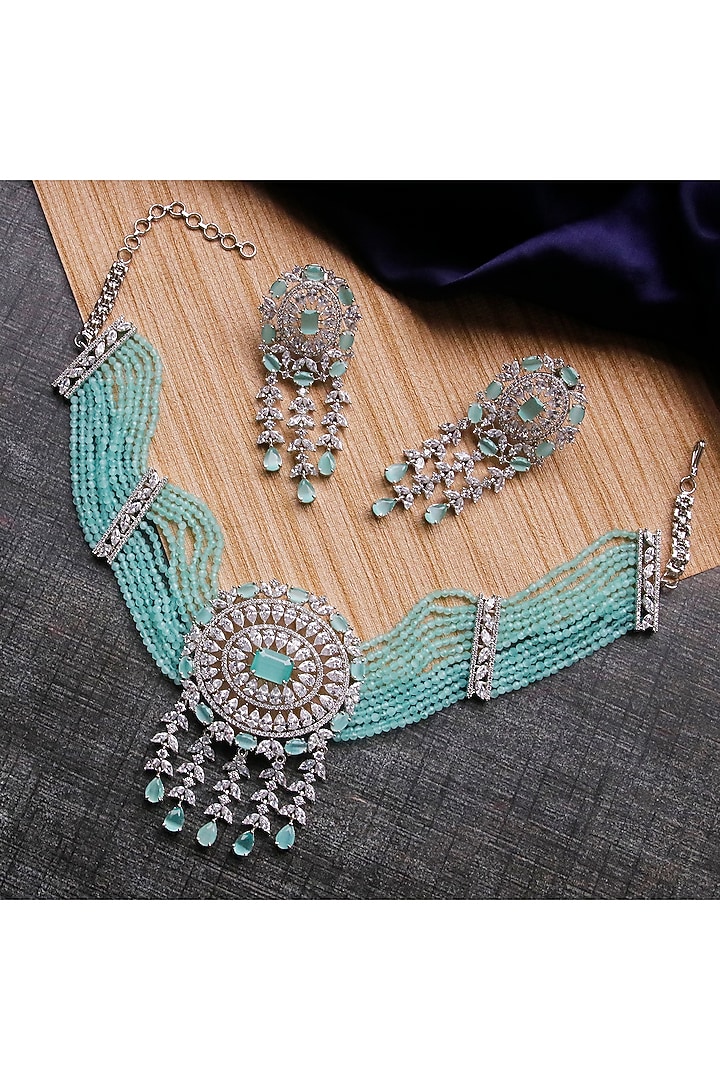 White Finish Necklace Set by Aura Trends at Pernia's Pop Up Shop