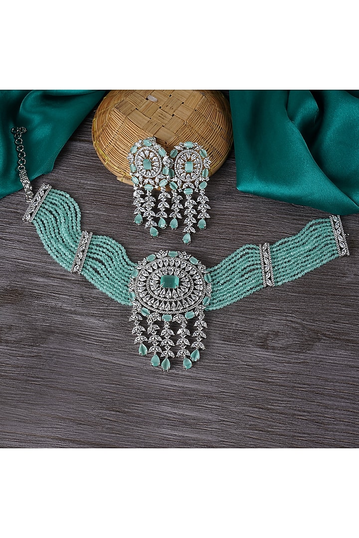 White Finish Necklace Set by Aura Trends at Pernia's Pop Up Shop