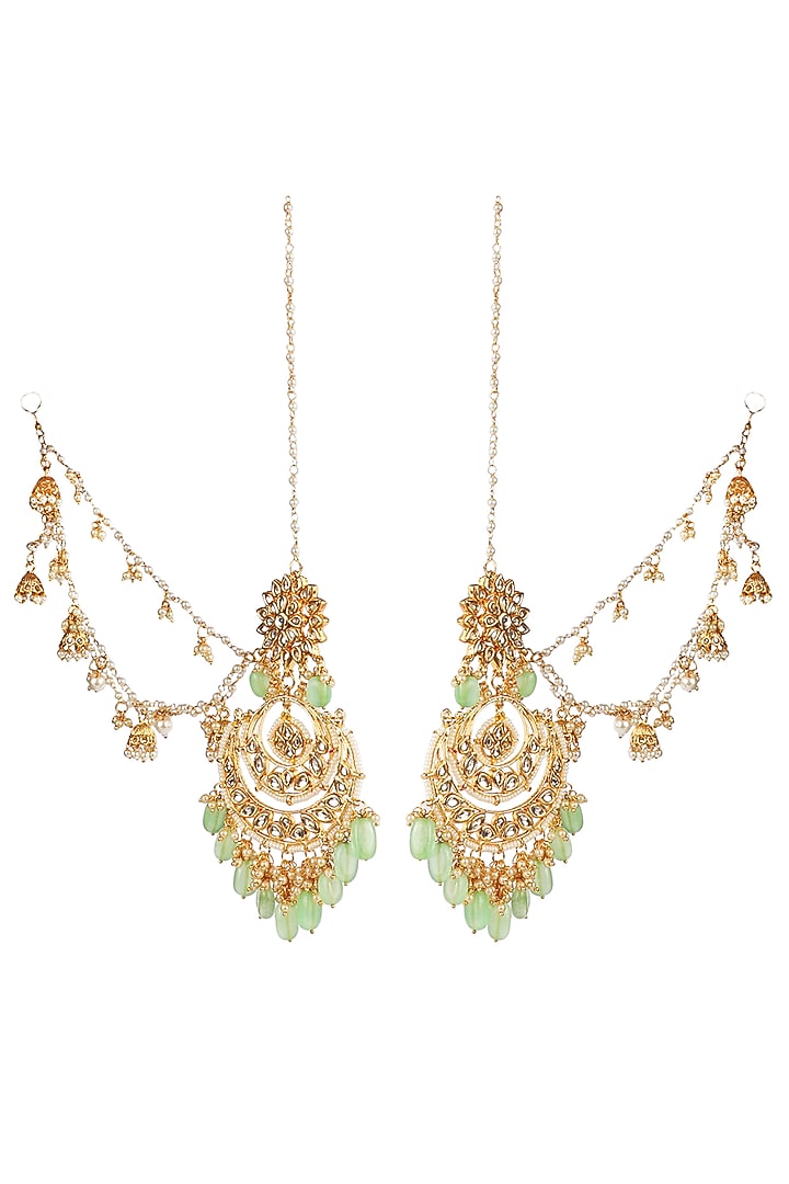 Gold Plated Kundan Chandbali Earrings by Aura Trends at Pernia's Pop Up Shop