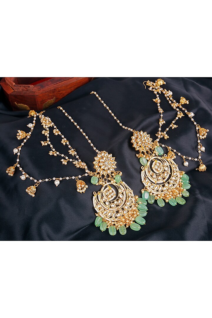 Gold Plated Kundan Chandbali Earrings by Aura Trends at Pernia's Pop Up Shop