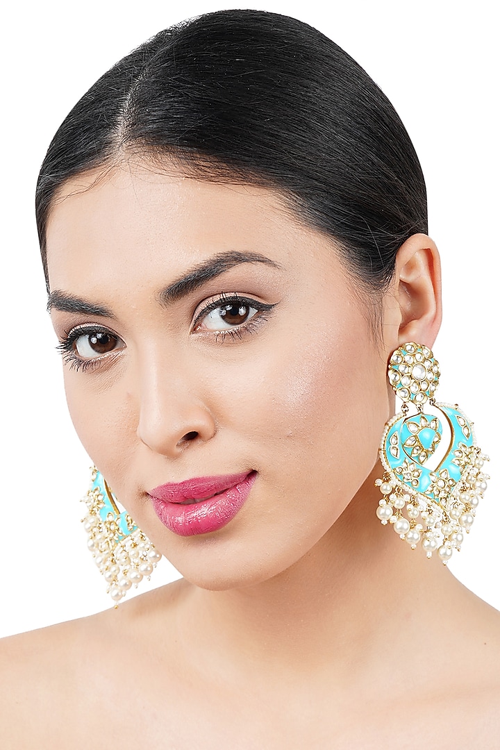 Gold Plated Chandbali Earrings by Auraa Trends