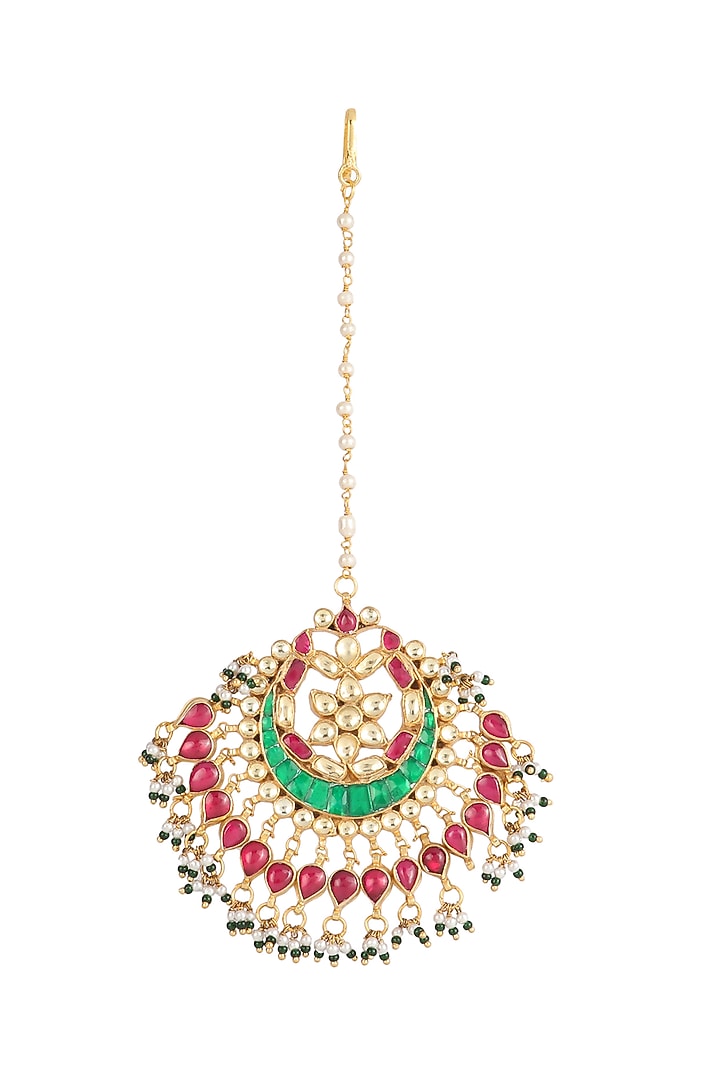 Gold Plated Kundan Maang Tikka by Aura Trends at Pernia's Pop Up Shop