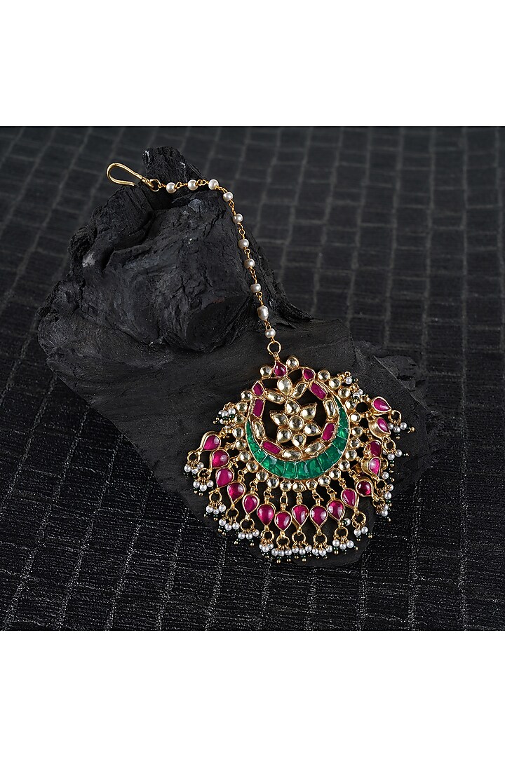 Gold Plated Kundan Maang Tikka by Aura Trends at Pernia's Pop Up Shop