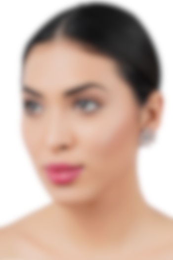 White Finish Earrings With Diamonds by Auraa Trends at Pernia's Pop Up Shop