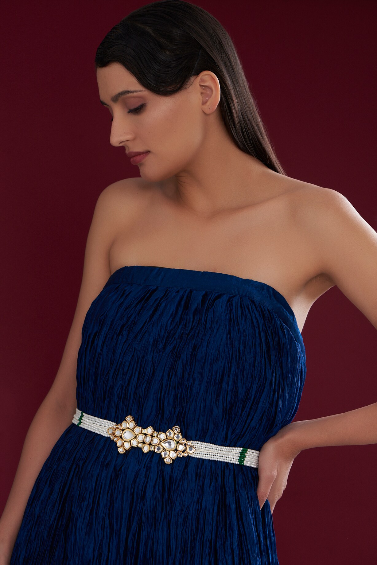 Gold Finish Kundan Polki Beaded Necklace Set by Auraa Trends at Pernia's  Pop Up Shop