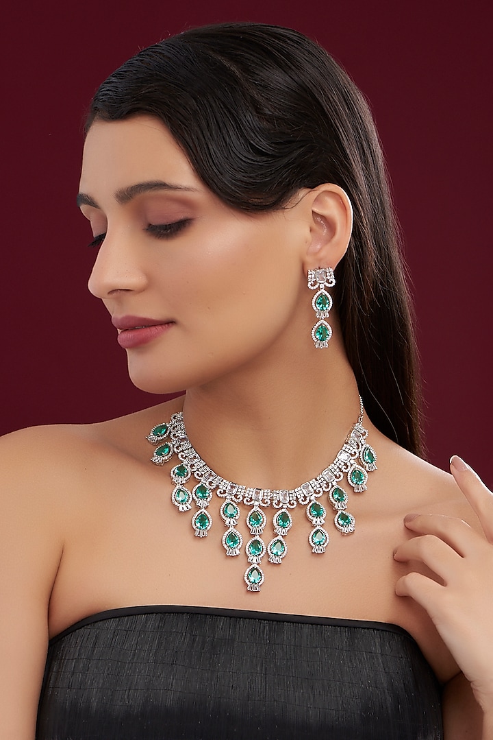 BjeweledbyKiran American Diamond Necklace and Earring Set