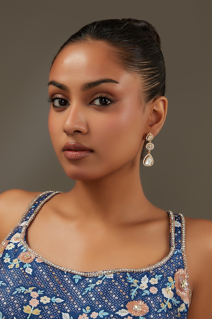Gold Finish Zircon Dangler Earrings by Aura Trends at Pernia's Pop Up Shop