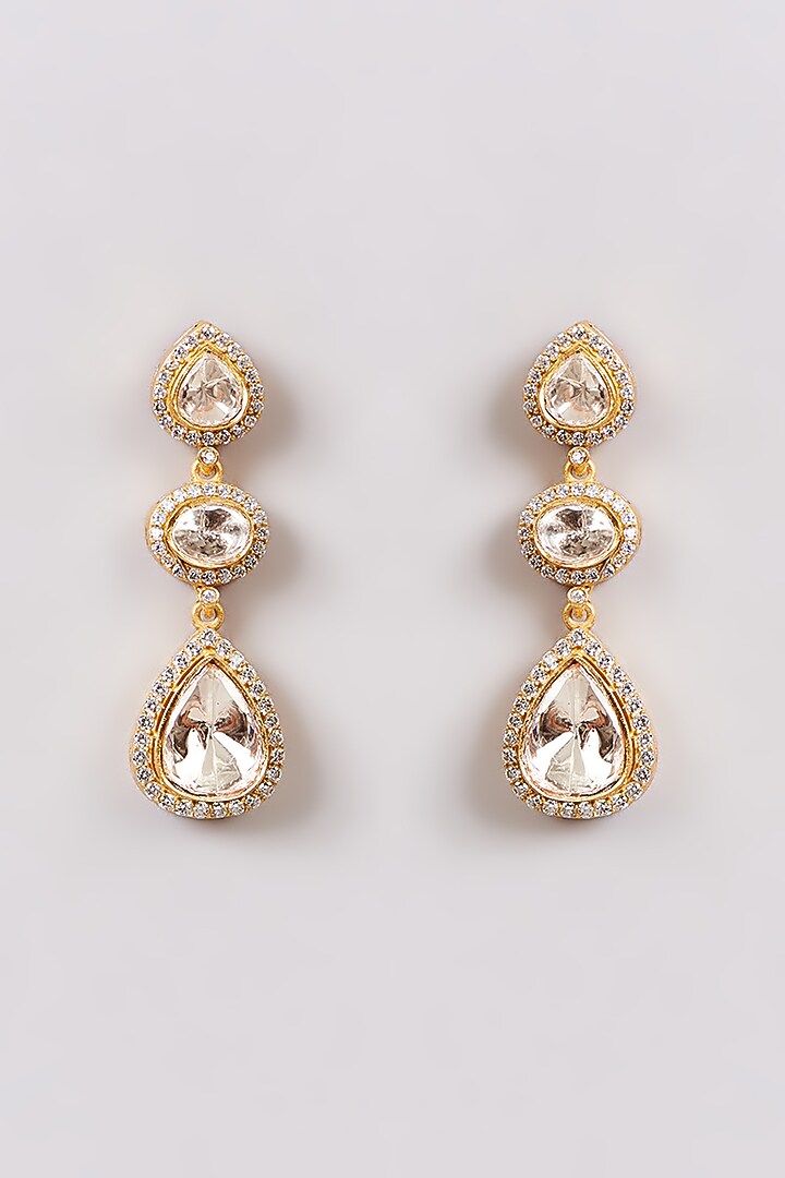 Gold Finish Zircon Dangler Earrings by Aura Trends at Pernia's Pop Up Shop