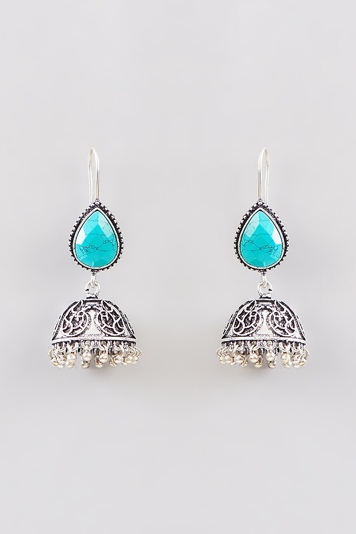 Black Rhodium Finish Kundan Polki Dangler Earrings by Auraa Trends at Pernia's Pop Up Shop