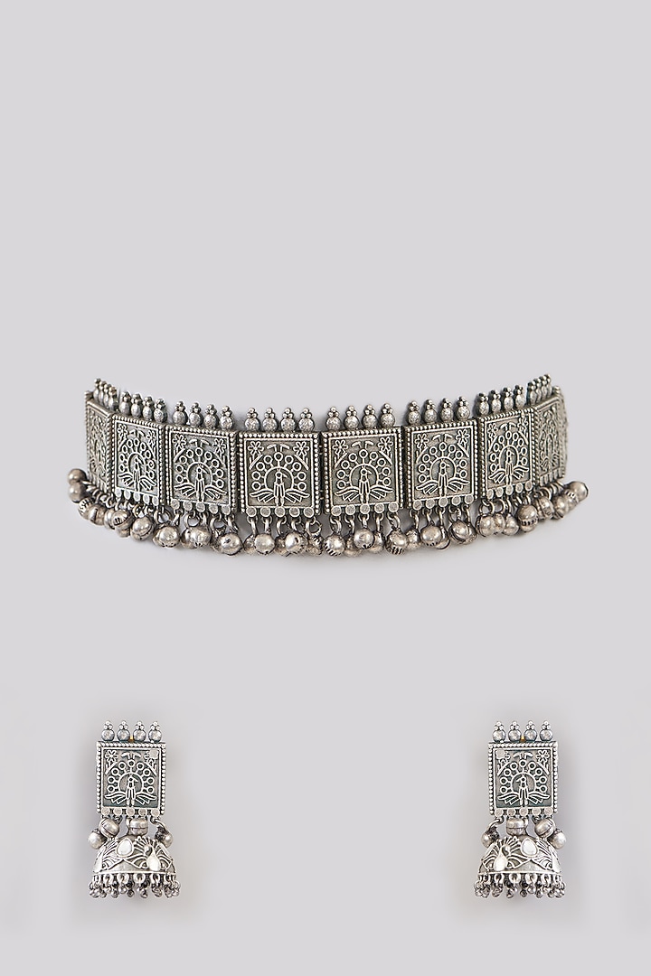 Black Rhodium Finish Oxidised Choker Necklace by Aura Trends at Pernia's Pop Up Shop