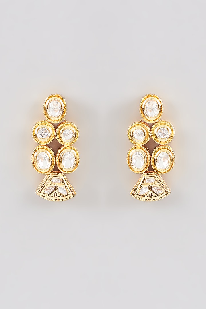 Gold Finish Kundan Polki Necklace Set by Aura Trends at Pernia's Pop Up Shop