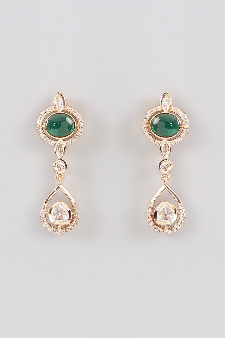 White Finish Green Zircon Necklace Set by Aura Trends at Pernia's Pop Up Shop