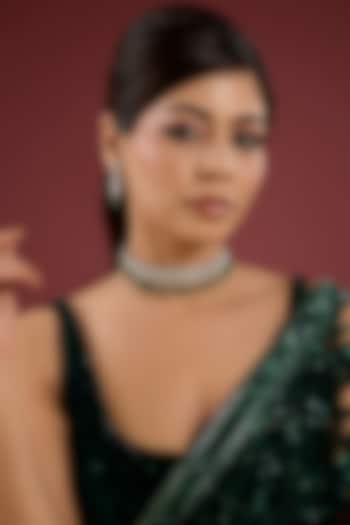 White Finish Pearl & Emerald Stone Choker Necklace Set by Auraa Trends at Pernia's Pop Up Shop