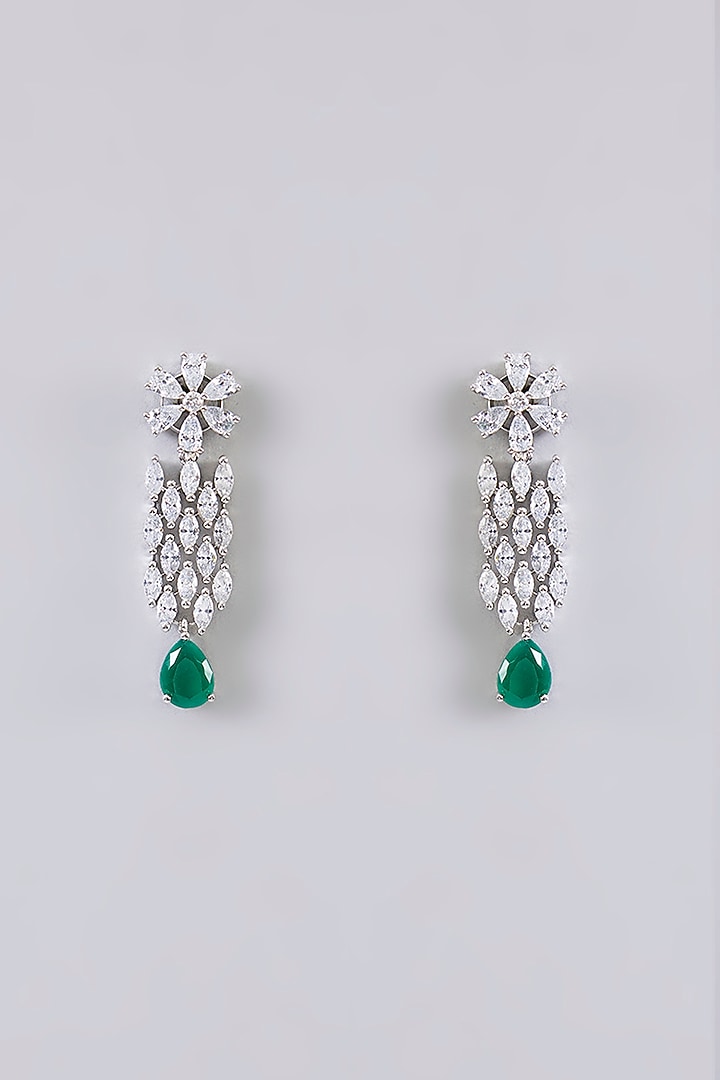 White Finish Pearl & Emerald Stone Choker Necklace Set by Aura Trends at Pernia's Pop Up Shop