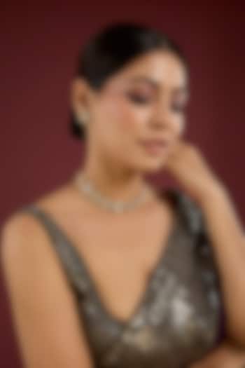 Gold Finish Ruby Stone Floral Choker Necklace Set by Auraa Trends at Pernia's Pop Up Shop