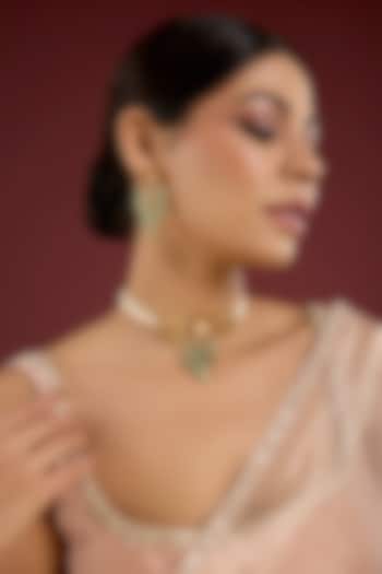 Gold Finish Ruby & Emerald Stone Necklace Set by Auraa Trends at Pernia's Pop Up Shop