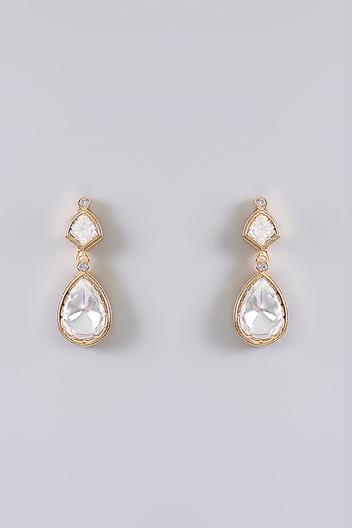 Gold Finish Zircon Teardrop Shaped Pendant Necklace Set by Aura Trends at Pernia's Pop Up Shop
