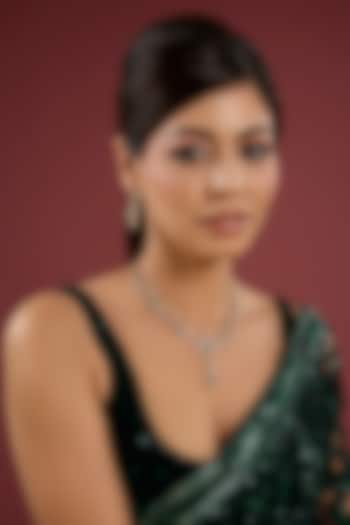 Gold Finish Green & White Stone Floral Necklace Set by Auraa Trends at Pernia's Pop Up Shop