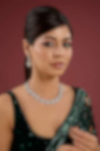 Silver Finish Heart-Shaped Stone Necklace Set by Auraa Trends at Pernia's Pop Up Shop