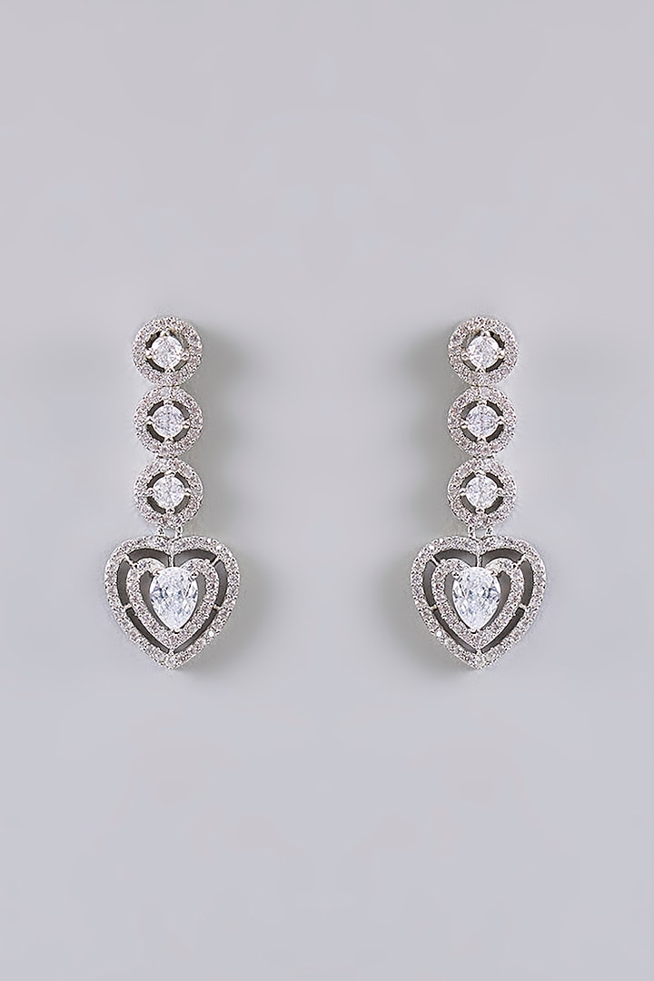 Silver Finish Heart-Shaped Stone Necklace Set by Aura Trends at Pernia's Pop Up Shop