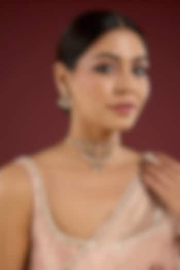 White Finish Kundan Polki & Ruby Stone Necklace Set by Auraa Trends at Pernia's Pop Up Shop