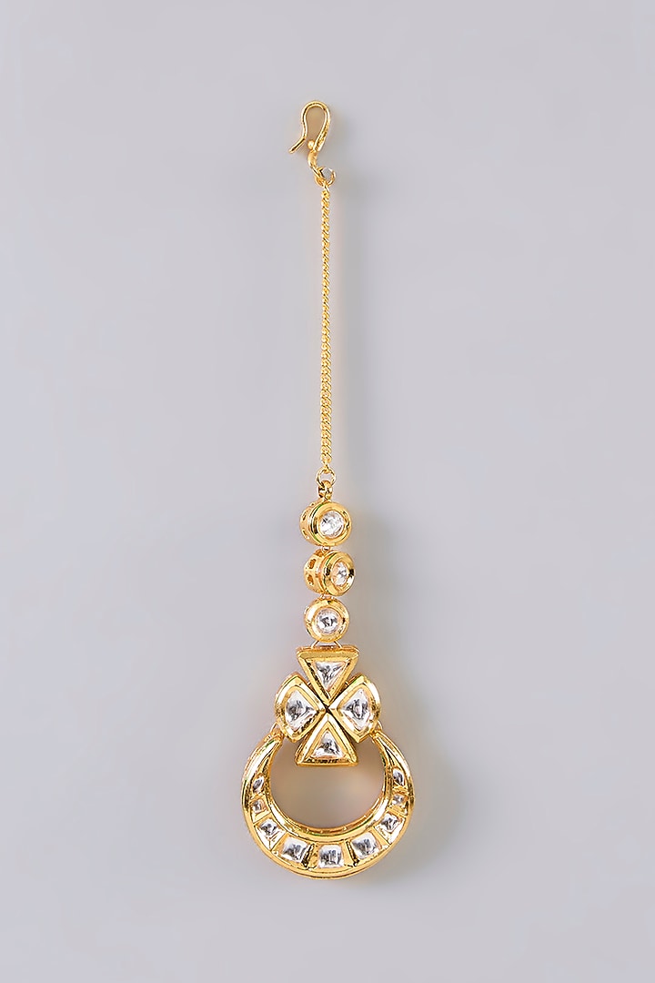 Gold Finish Kundan Polki & Ruby Stone Choker Necklace Set by Aura Trends at Pernia's Pop Up Shop