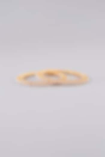 Gold Finish Pearl & Beaded Bangles (Set Of 2) by Auraa Trends at Pernia's Pop Up Shop