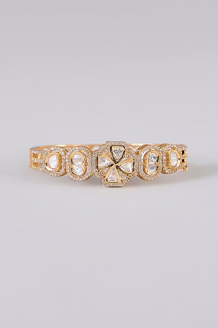 Gold Finish Kundan Polki & Pearl Bangle by Aura Trends at Pernia's Pop Up Shop