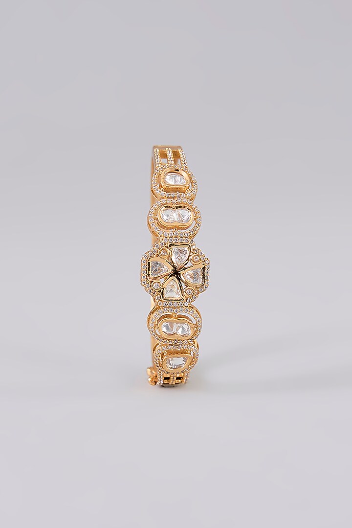 Gold Finish Kundan Polki & Pearl Bangle by Aura Trends at Pernia's Pop Up Shop