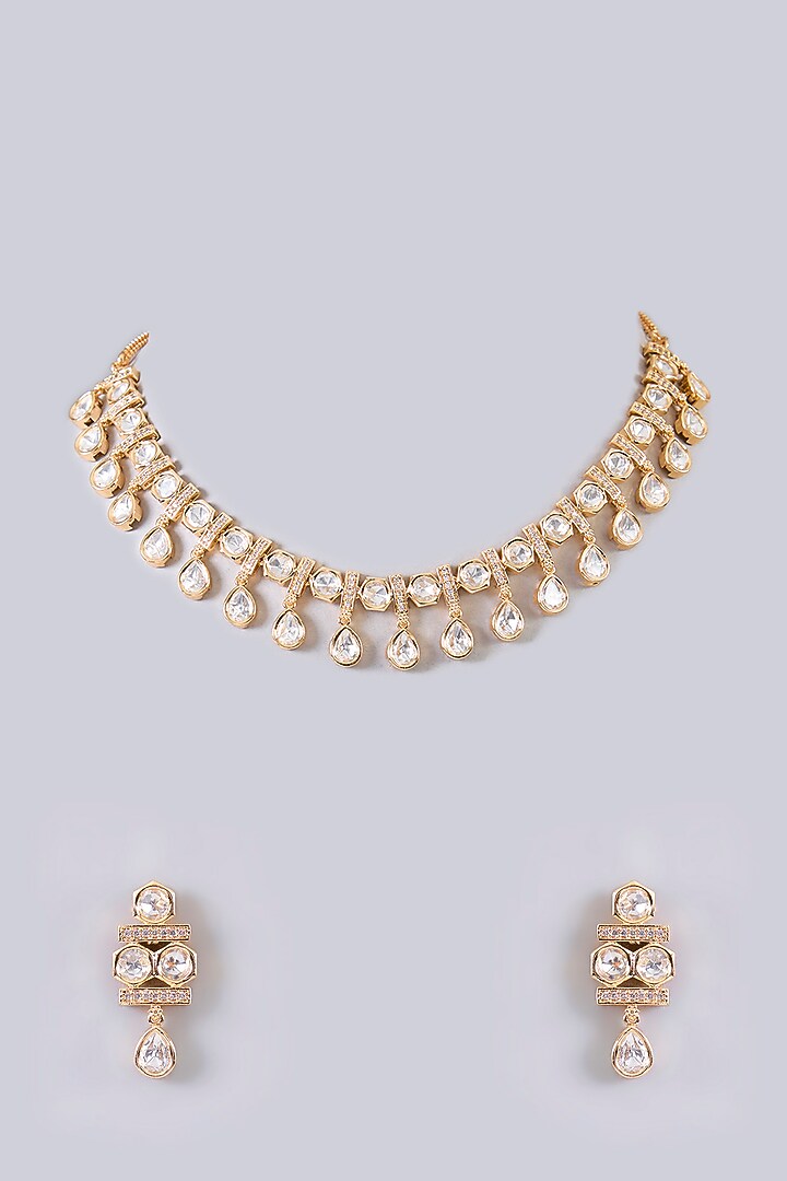 Gold Finish Beaded Necklace Set by Aura Trends at Pernia's Pop Up Shop