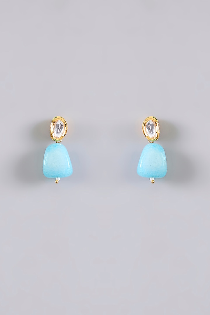 Gold Finish Turquoise Stone & Beaded Necklace Set by Aura Trends at Pernia's Pop Up Shop