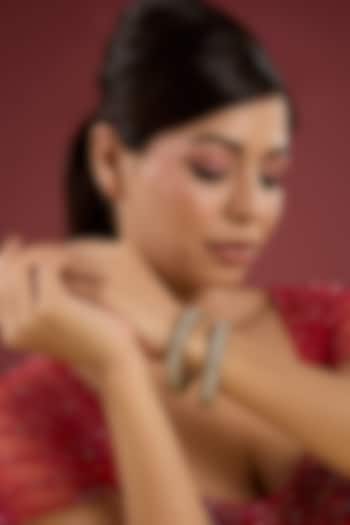 Gold Finish Pearl Bracelets (Set Of 2) by Auraa Trends at Pernia's Pop Up Shop