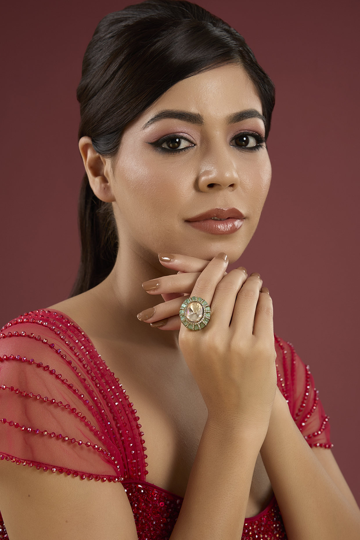 Gold Finish Gemstone Vintage Ring by Auraa Trends at Pernia's Pop Up Shop