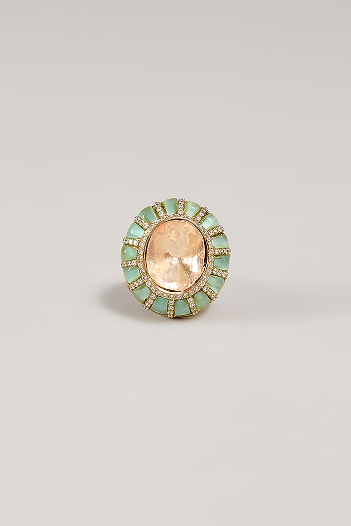 Gold Finish Gemstone Vintage Ring by Aura Trends at Pernia's Pop Up Shop
