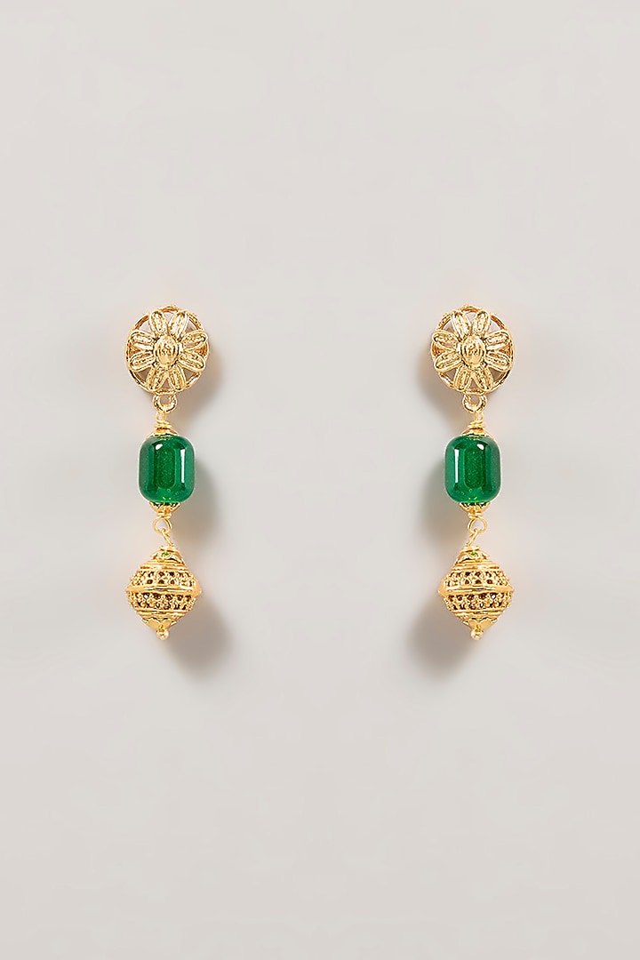 Gold Finish Green Beaded Necklace Set by Aura Trends at Pernia's Pop Up Shop