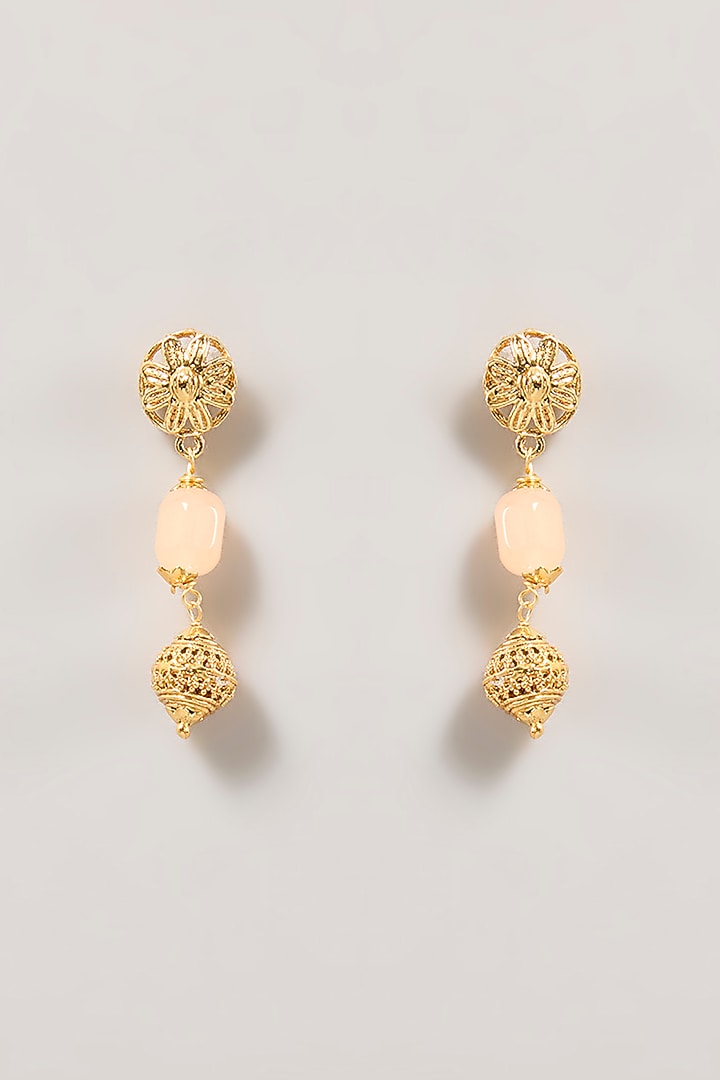 Gold Finish Pink Beaded Necklace Set by Aura Trends at Pernia's Pop Up Shop