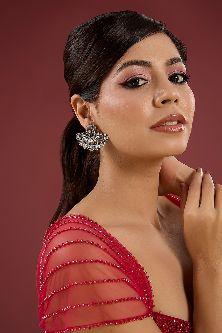 Gold Finish Crystal Dangler Earrings by Aura Trends at Pernia's Pop Up Shop