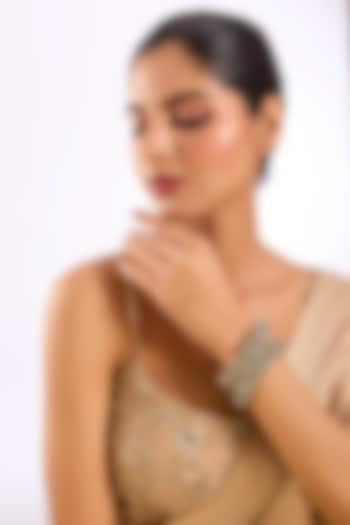 Gold Finish Mint Kundan Polki Bangles by Auraa Trends at Pernia's Pop Up Shop