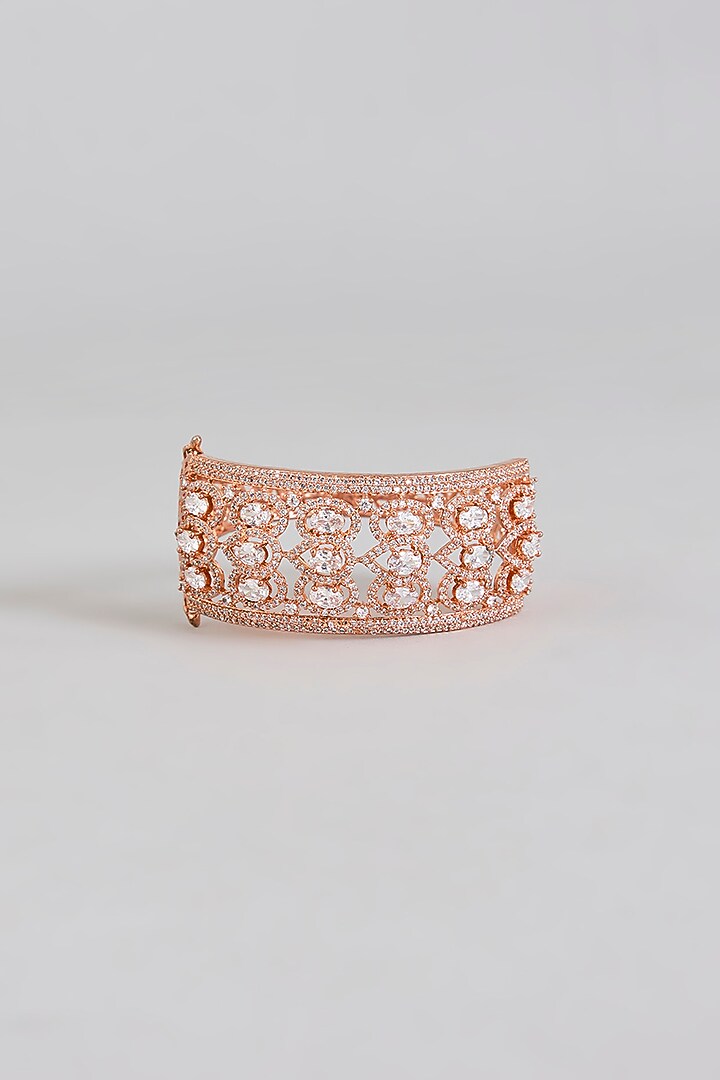 Rose Gold Finish Zirconia Cuff Bracelet by Aura Trends at Pernia's Pop Up Shop