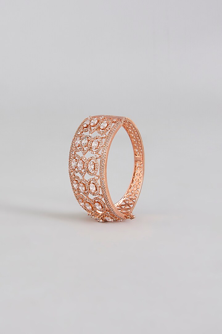Rose Gold Finish Zirconia Cuff Bracelet by Aura Trends at Pernia's Pop Up Shop