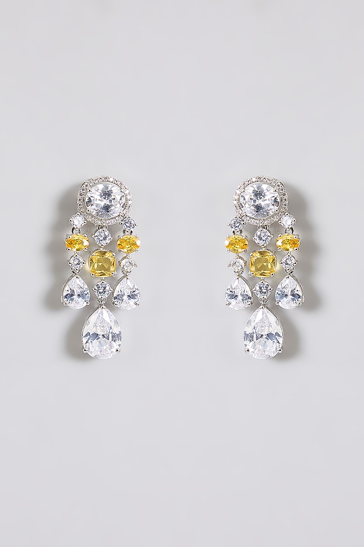 Gold Finish Kundan Polki & Champagne Stone Dangler Earrings by Aura Trends at Pernia's Pop Up Shop