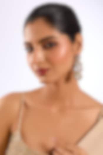 Gold Finish Kundan Polki & Crystal Statement Earrings by Auraa Trends at Pernia's Pop Up Shop