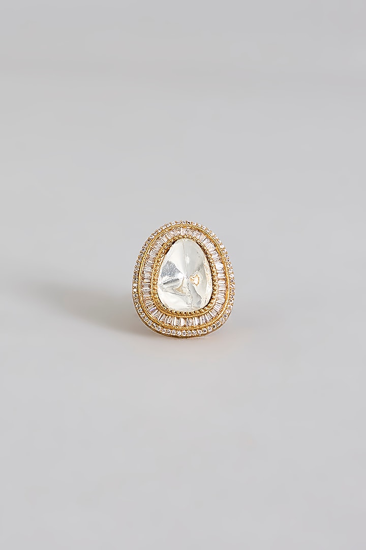 Gold Finish Kundan Polki Ring by Aura Trends at Pernia's Pop Up Shop