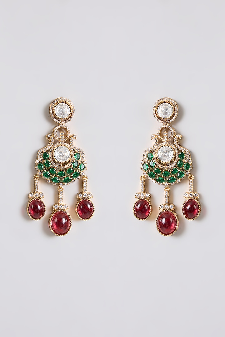Gold Finish Kundan Polki & Ruby Red Stone Choker Necklace Set by Aura Trends at Pernia's Pop Up Shop