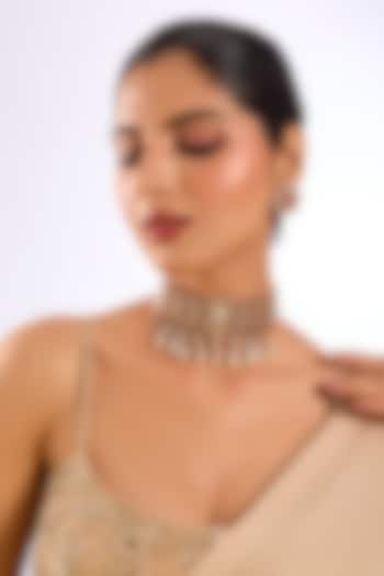 Gold Finish Ruby Red Stone & Kundan Polki Choker Necklace Set by Auraa Trends at Pernia's Pop Up Shop